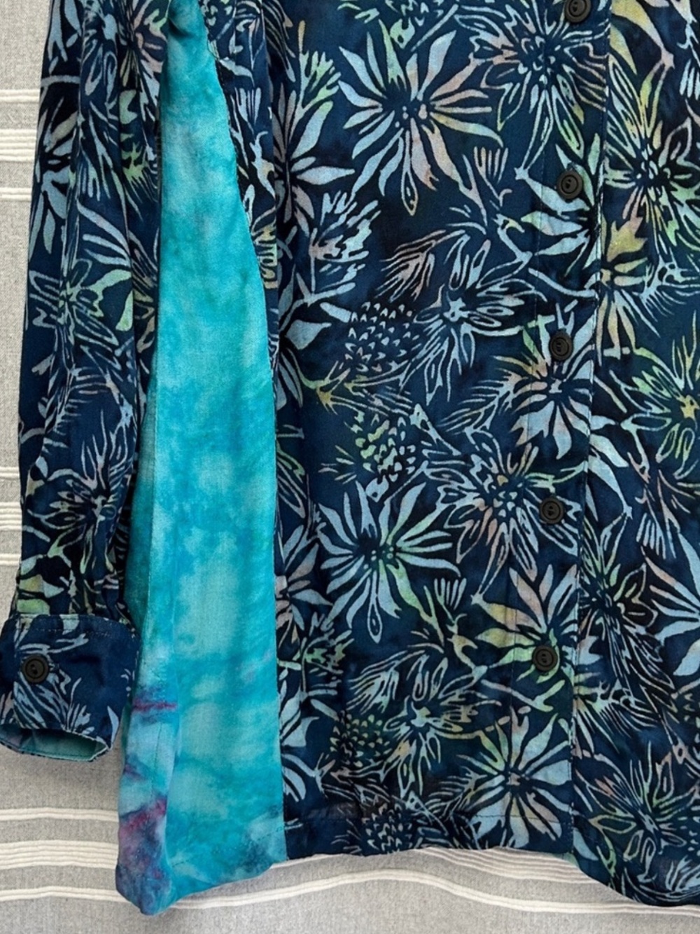 Soft Surroundings Floral Split-Panel Tunic in Caribbean-Turquoise  NWT - Picture 2 of 10